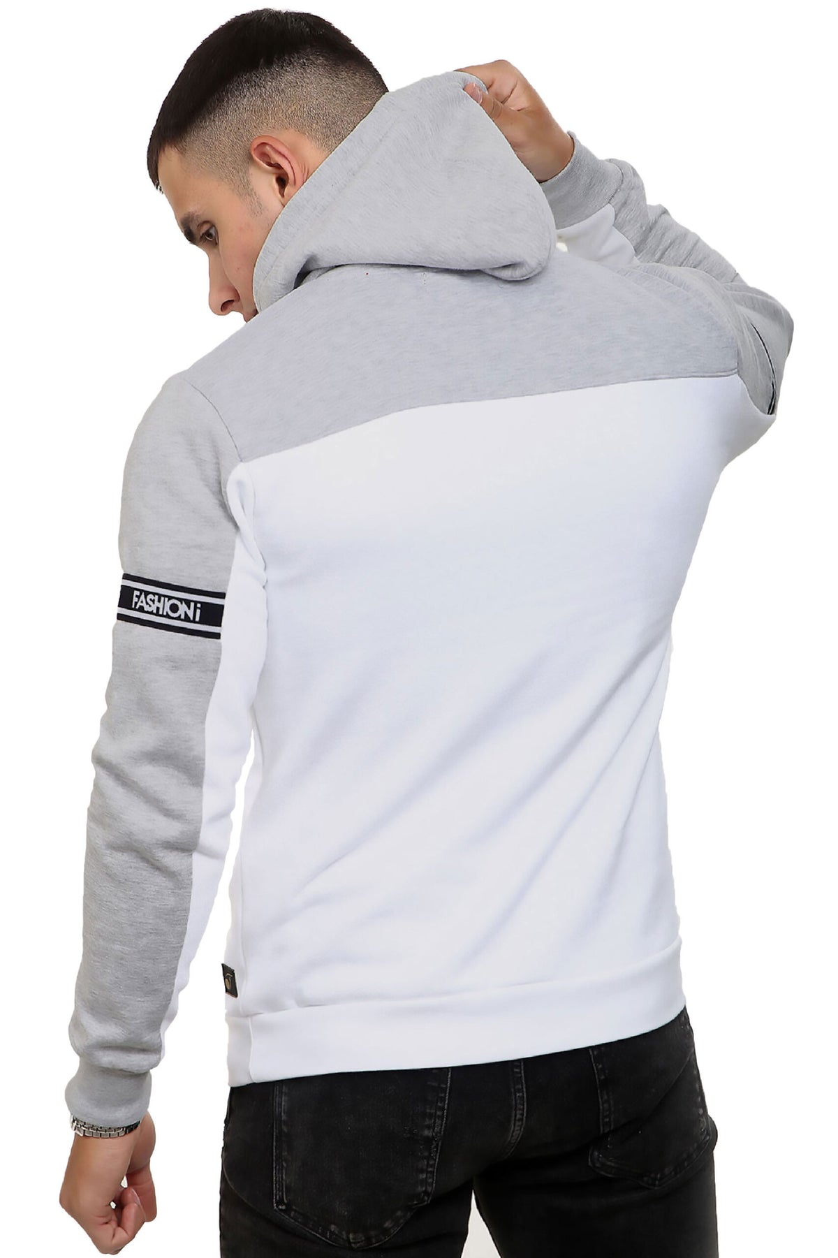 Nova Hoodie – White & Grey