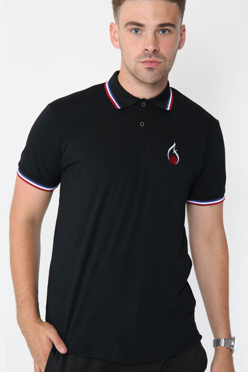 Alex Tipped Polo Shirt – Black