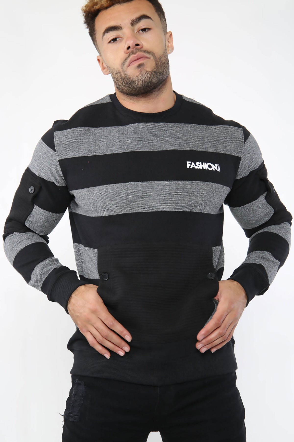 String Sweatshirt – Black & Grey