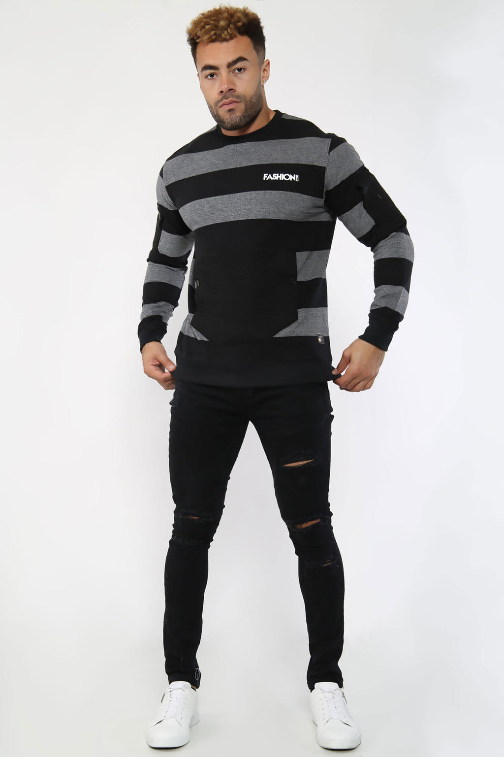 String Sweatshirt – Black & Grey
