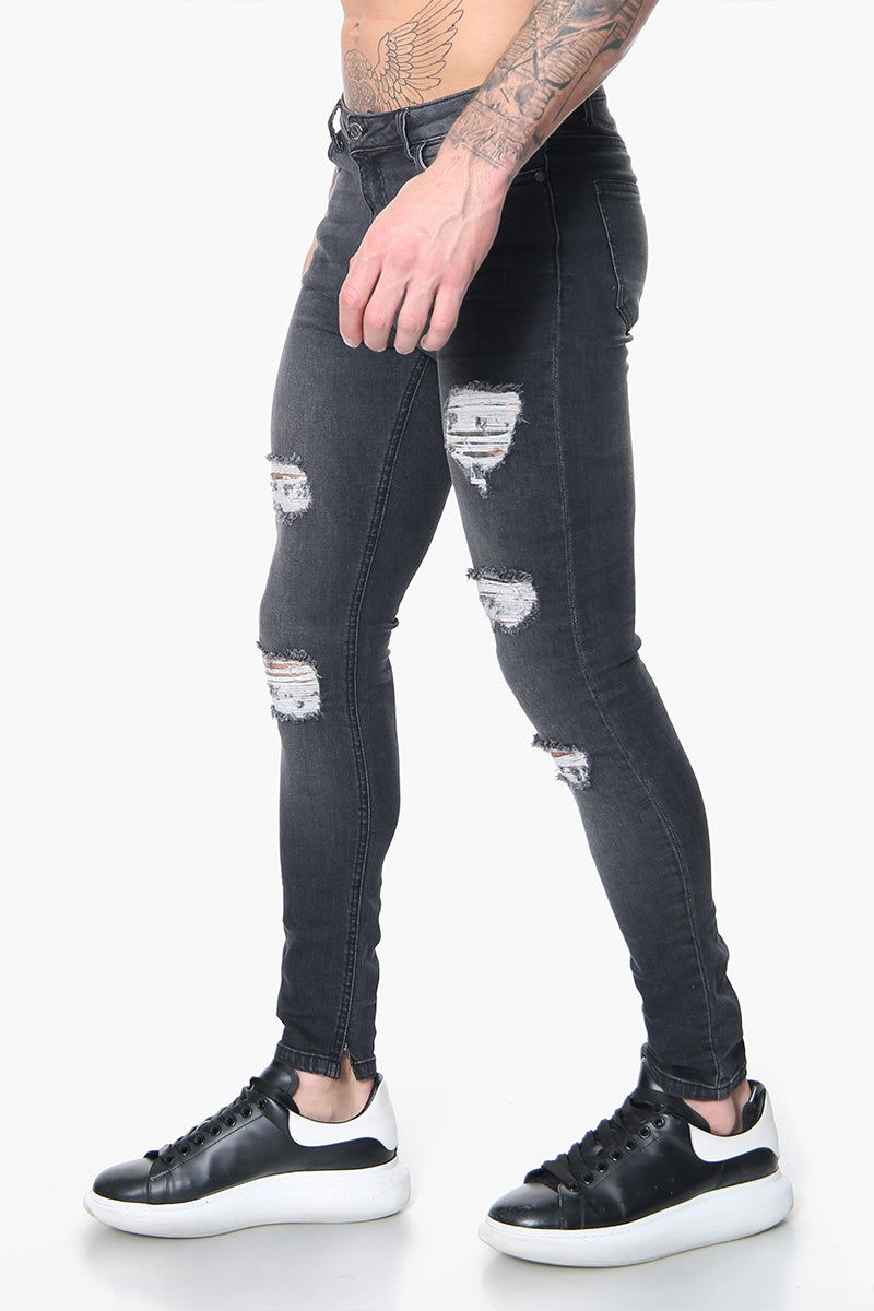 Signature Ripped Charcoal Skinny Jeans