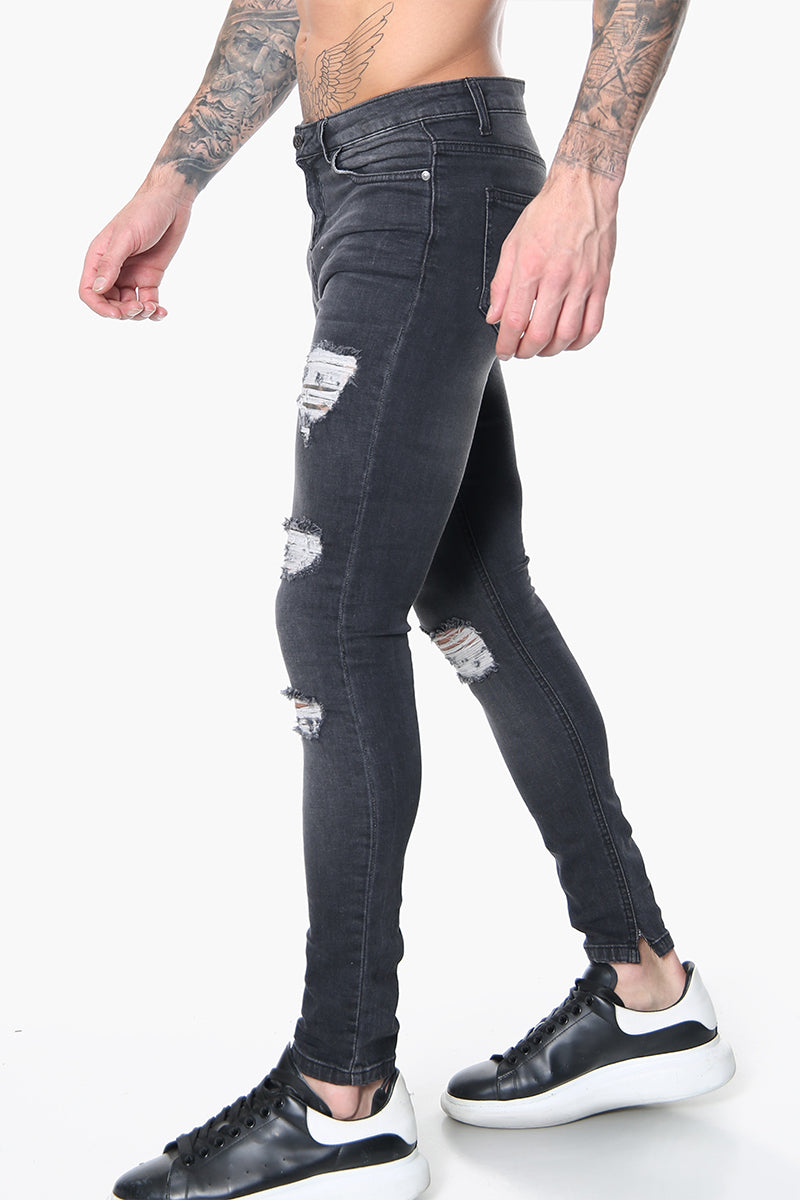 Signature Ripped Charcoal Skinny Jeans