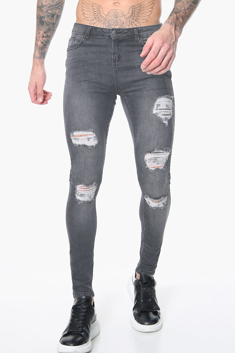 Signature Ripped Grey Skinny Jeans