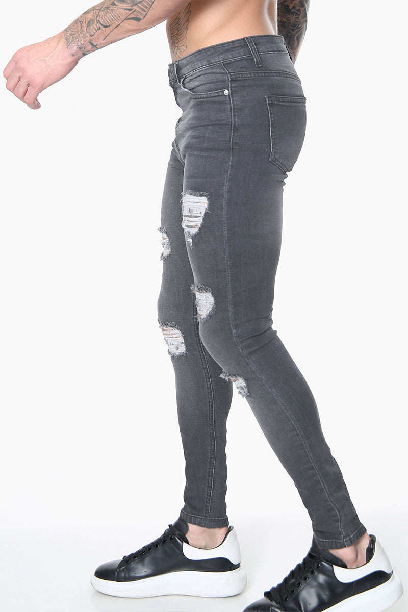 Signature Ripped Grey Skinny Jeans