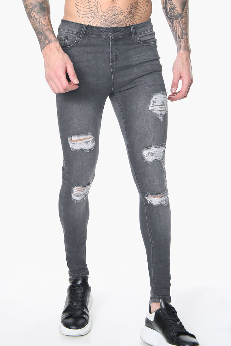 Signature Ripped Grey Skinny Jeans