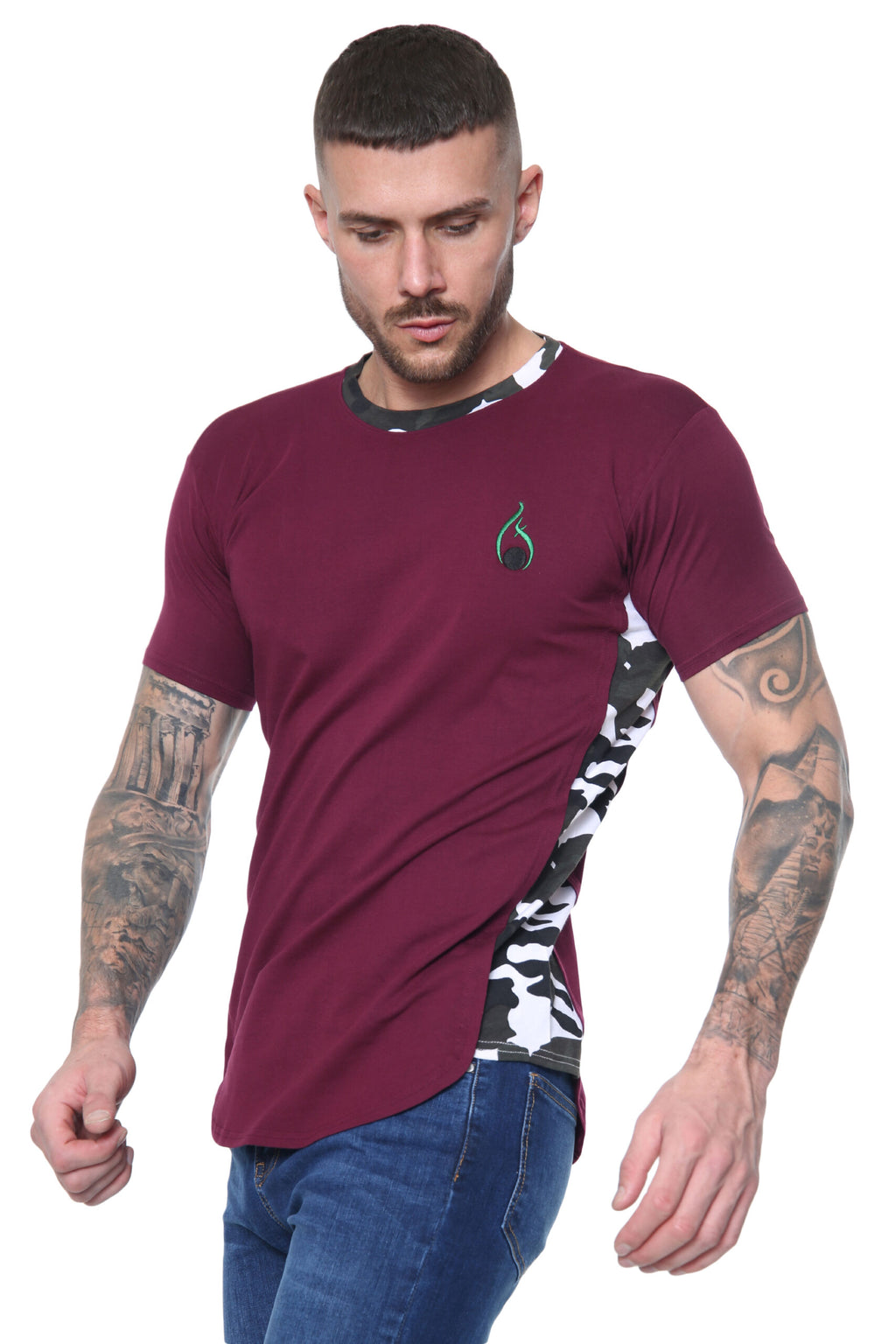 Prestige Camo Tee – Burgundy