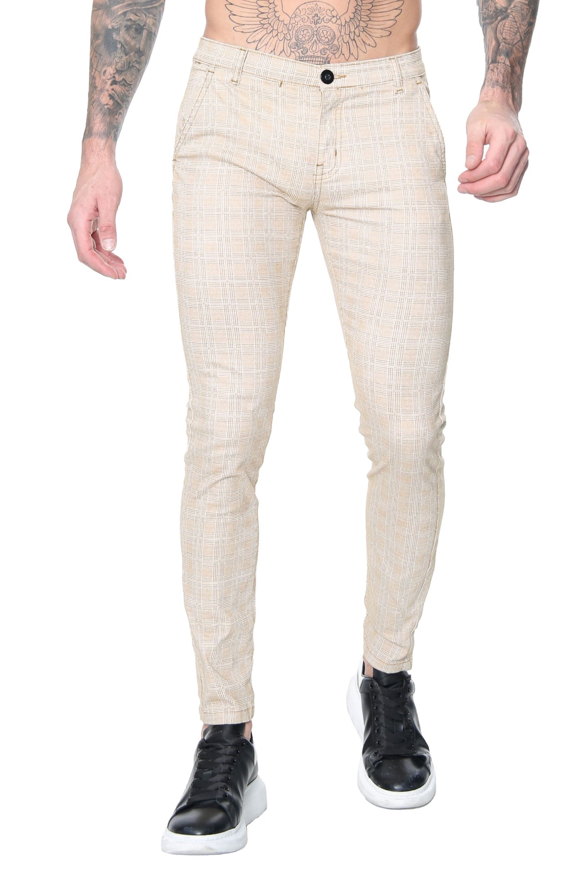 Slim Check Chino – Camel Grid
