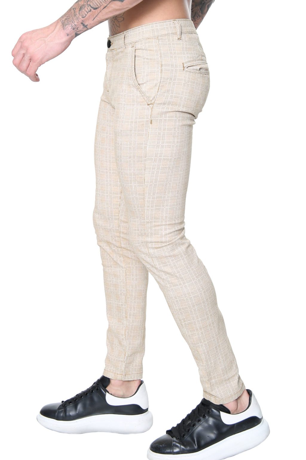 Slim Check Chino – Camel Grid