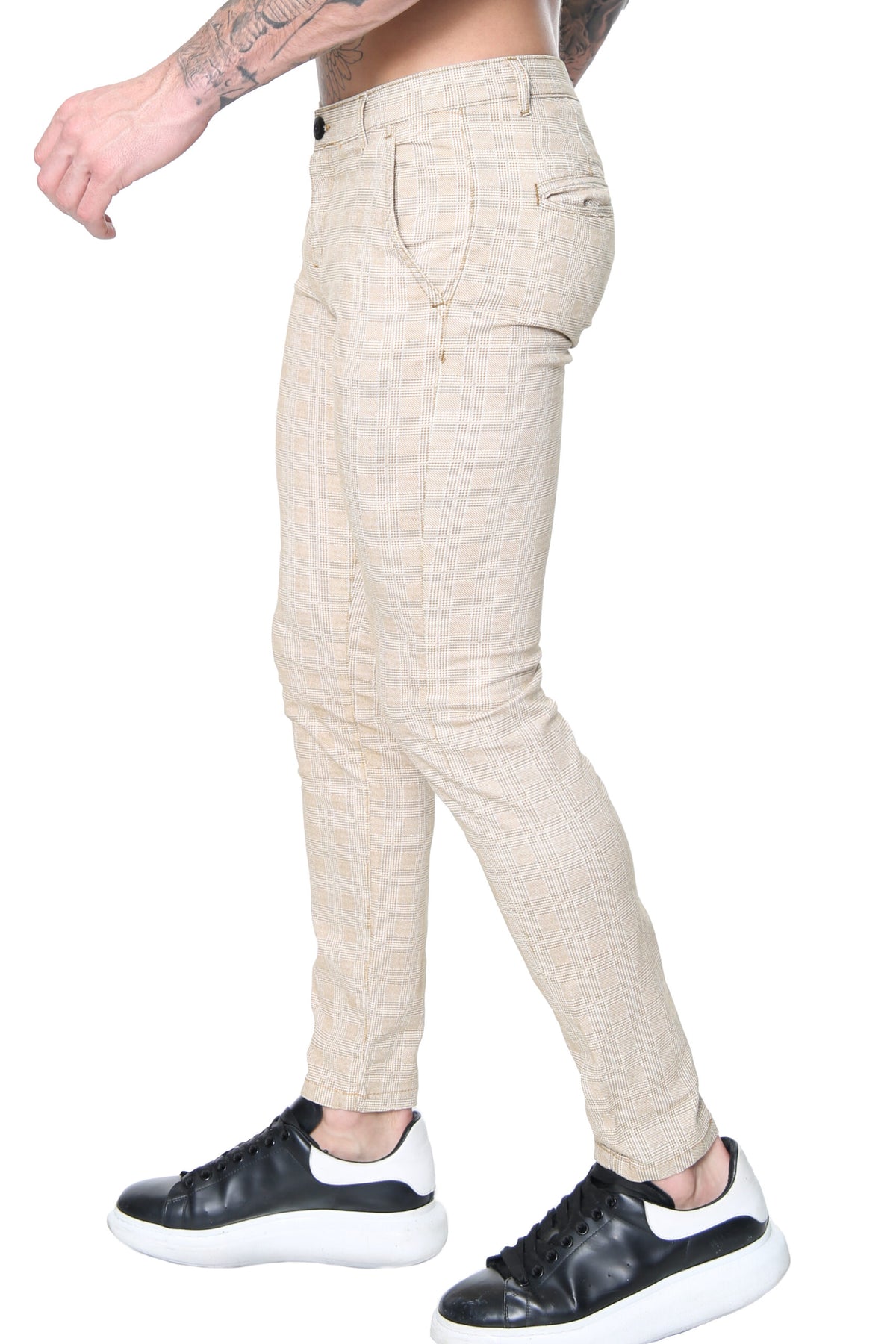 Slim Check Chino – Camel Grid