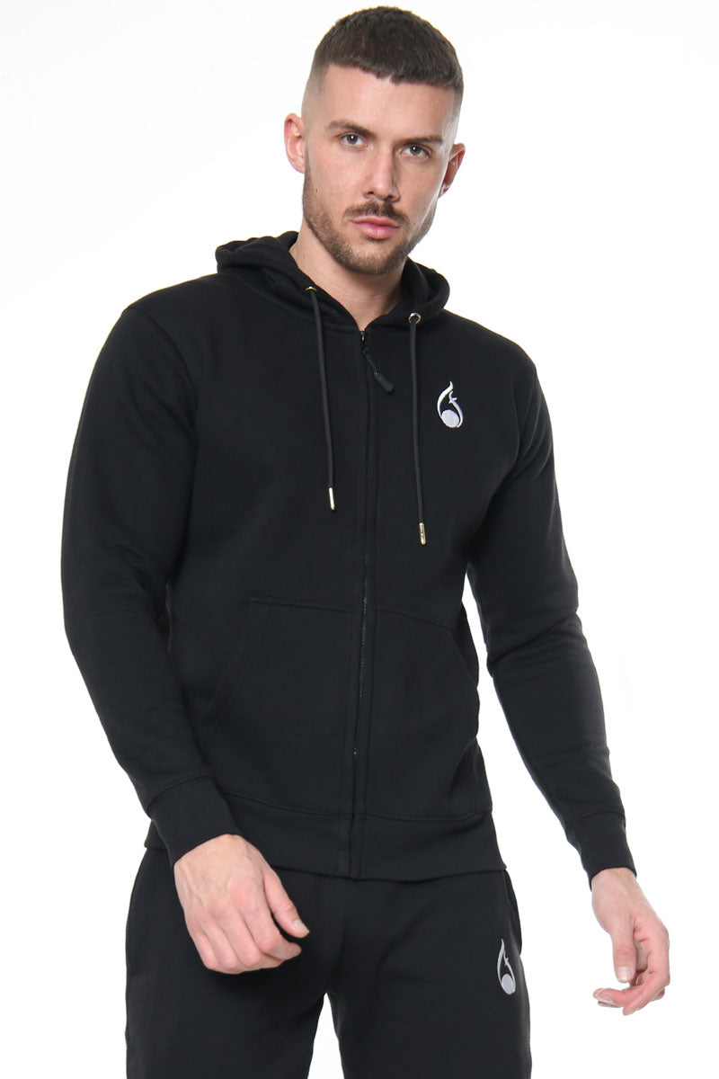 Signature Zipper Hoodie – Black