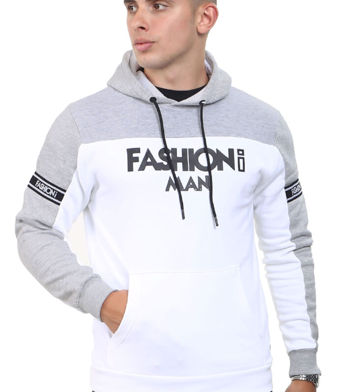 Nova Hoodie – White & Grey